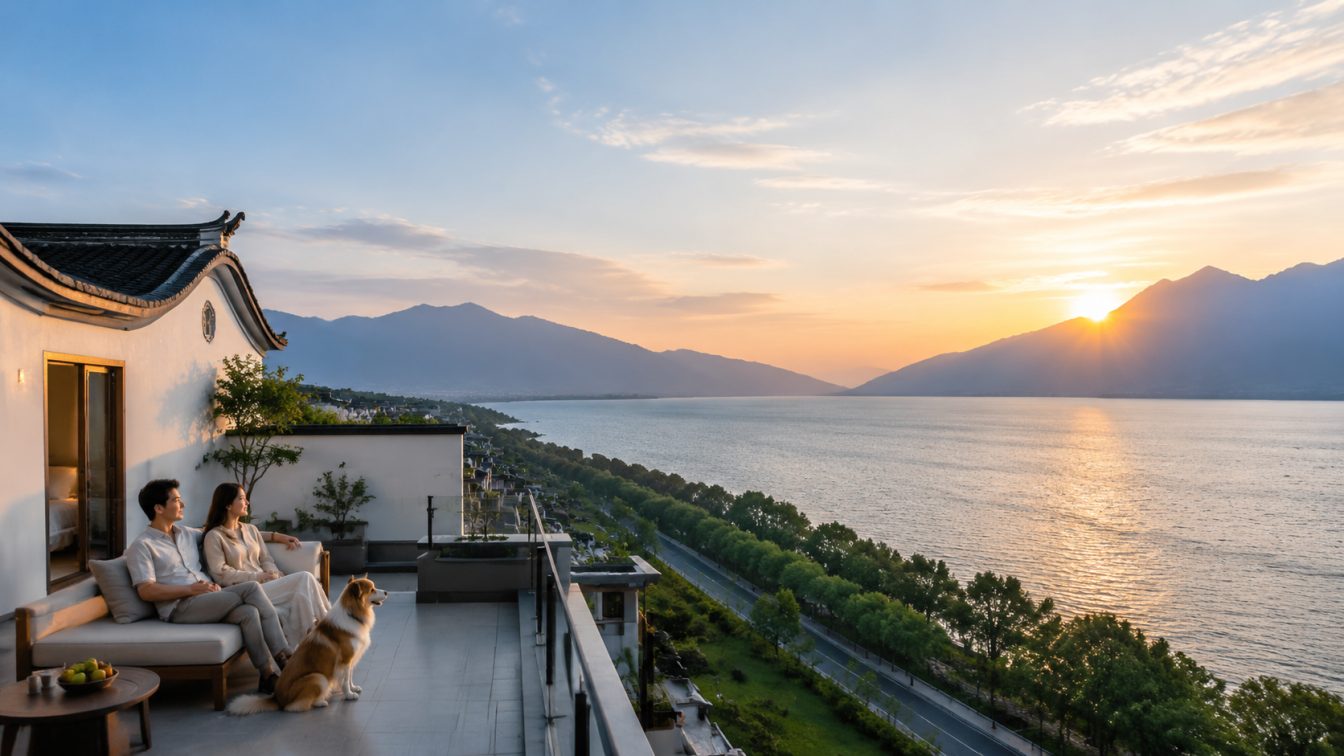 陆良县携宠住进洱海落日